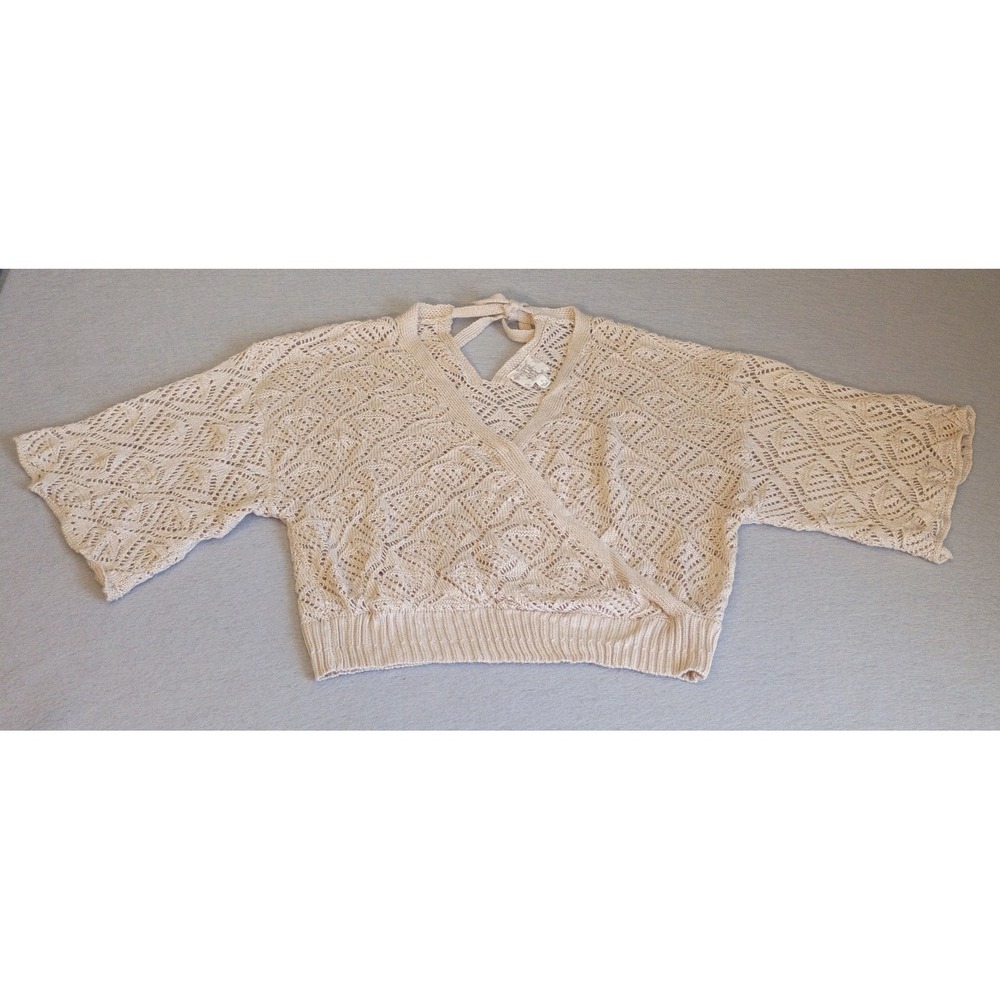 Hippie Rose Crochet Crop Top Cream Colored Light Weight Sx Large